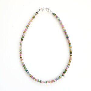 MINI JADE HEISHI NECKLACE--16"